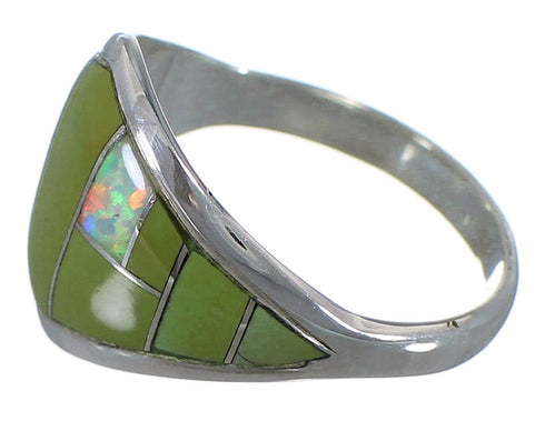 Opal And Turquoise Sterling Silver Jewelry Ring Size 8-1/4 AX52314